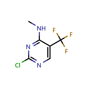 Chemical structure of 2-chloro-N-methyl-5-(trifluoromethyl)pyrimidin-4-amine , CAS 515824-43-8, AChemBlock Q69513