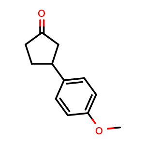 Chemical structure of 3-(4-methoxyphenyl)cyclopentan-1-one , CAS 116526-34-2, AChemBlock Q69545