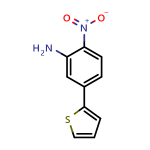 Chemical structure of 2-Nitro-5-(thiophen-2-yl)aniline , CAS 849235-53-6, AChemBlock Q69578