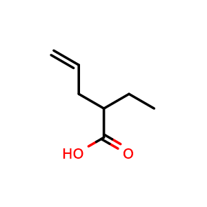 Chemical structure of 2-ethylpent-4-enoic acid , CAS 1575-73-1, AChemBlock Q69583