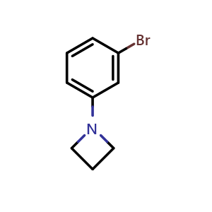 Chemical structure of 1-(3-bromophenyl)azetidine , CAS 1313883-55-4, AChemBlock Q69621