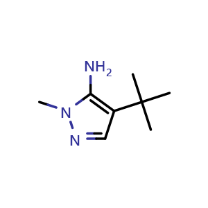 Chemical structure of 4-(tert-butyl)-1-methyl-1H-pyrazol-5-amine , CAS 1783518-74-0, AChemBlock Q69629