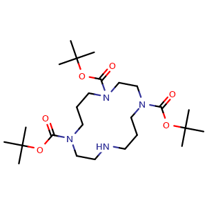 Chemical structure of tri-tert-butyl 1,4,8,11-tetraazacyclotetradecane-1,4,8-tricarboxylate , CAS 170161-27-0, AChemBlock Q69631