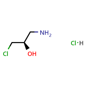 Chemical structure of (R)-1-amino-3-chloropropan-2-ol hydrochloride , CAS 34839-14-0, AChemBlock Q69638