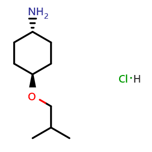 Chemical structure of (1r,4r)-4-isobutoxycyclohexan-1-amine hydrochloride , CAS 2119574-66-0, AChemBlock Q69662