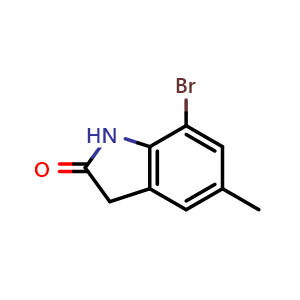 Chemical structure of 7-bromo-5-methylindolin-2-one , CAS 290820-92-7, AChemBlock Q69663