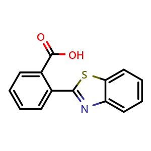 Chemical structure of 2-(benzo[d]thiazol-2-yl)benzoic acid , CAS 6340-29-0, AChemBlock Q69673