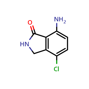 Chemical structure of 7-amino-4-chloroisoindolin-1-one , CAS 2098309-99-8, AChemBlock Q69675