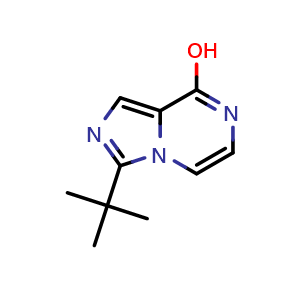 Chemical structure of 3-(tert-butyl)imidazo[1,5-a]pyrazin-8-ol , CAS 2092765-83-6, AChemBlock Q69677