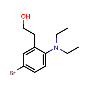 Chemical structure of 2-(5-bromo-2-(diethylamino)phenyl)ethan-1-ol , CAS 2168956-26-9, AChemBlock Q69682