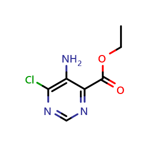 Chemical structure of ethyl 5-amino-6-chloropyrimidine-4-carboxylate , CAS 1393570-78-9, AChemBlock Q69691
