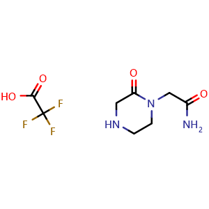 Chemical structure of 2-(2-oxopiperazin-1-yl)acetamide 2,2,2-trifluoroacetate , CAS 2247849-70-1, AChemBlock Q69697