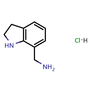 Chemical structure of indolin-7-ylmethanamine hydrochloride , CAS 2247849-83-6, AChemBlock Q69699