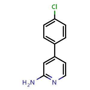 Chemical structure of 4-(4-chlorophenyl)pyridin-2-amine , CAS 907945-72-6, AChemBlock Q69711