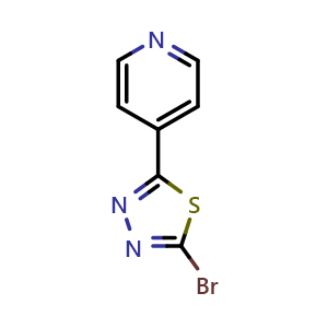 Chemical structure of 2-bromo-5-(pyridin-4-yl)-1,3,4-thiadiazole , CAS 16439-93-3, AChemBlock Q69759