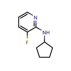 Chemical structure of N-cyclopentyl-3-fluoropyridin-2-amine , CAS 693235-18-6, AChemBlock Q69760