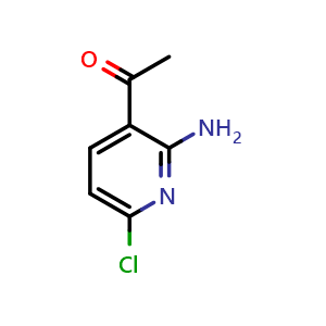 Chemical structure of 1-(2-amino-6-chloropyridin-3-yl)ethan-1-one , CAS 1211520-37-4, AChemBlock Q69764