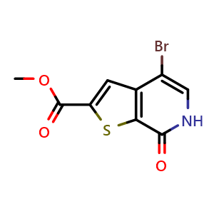 Chemical structure of methyl 4-bromo-7-oxo-6,7-dihydrothieno[2,3-c]pyridine-2-carboxylate , CAS 870243-95-1, AChemBlock Q69775