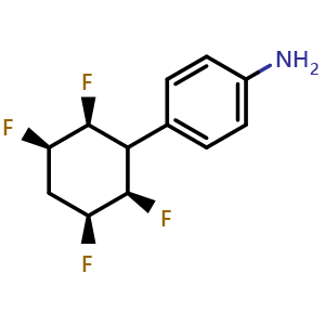 Chemical structure of rel-4-((2R,3S,5R,6S)-2,3,5,6-tetrafluorocyclohexyl)aniline , CAS 1609663-43-5, AChemBlock Q69782