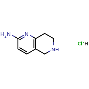 Chemical structure of 5,6,7,8-tetrahydro-1,6-naphthyridin-2-amine hydrochloride , CAS 2247849-93-8, AChemBlock Q69785