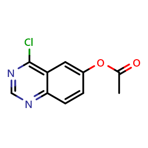 Chemical structure of 4-chloroquinazolin-6-yl acetate , CAS 179246-11-8, AChemBlock Q69791