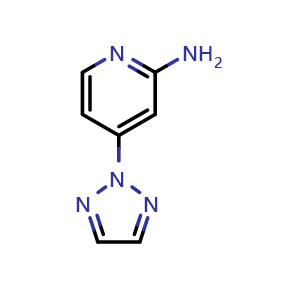 Chemical structure of 4-(2H-1,2,3-triazol-2-yl)pyridin-2-amine , CAS 1430937-92-0, AChemBlock Q69792
