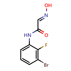 Chemical structure of (E)-N-(3-bromo-2-fluorophenyl)-2-(hydroxyimino)acetamide , CAS 1416013-61-0, AChemBlock Q69804