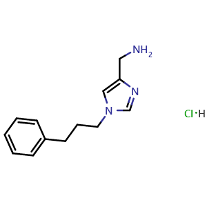 Chemical structure of (1-(3-phenylpropyl)-1H-imidazol-4-yl)methanamine hydrochloride , CAS 2247849-90-5, AChemBlock Q69810
