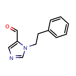 Chemical structure of 1-phenethyl-1H-imidazole-5-carbaldehyde , CAS 933726-64-8, AChemBlock Q69813