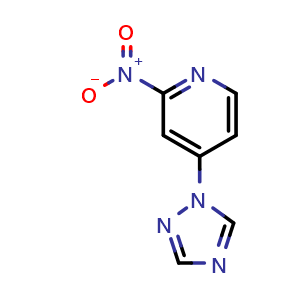 Chemical structure of 2-Nitro-4-(1H-1,2,4-triazol-1-yl)pyridine , CAS 2247849-80-3, AChemBlock Q69832