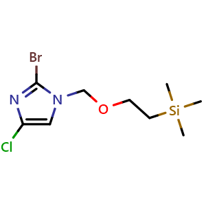 Chemical structure of 2-bromo-4-chloro-1-((2-(trimethylsilyl)ethoxy)methyl)-1H-imidazole , CAS 2200238-98-6, AChemBlock Q69834