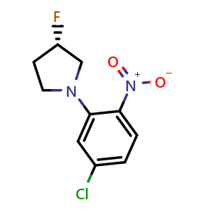 Chemical structure of (S)-1-(5-chloro-2-nitrophenyl)-3-fluoropyrrolidine , CAS 2247844-70-6, AChemBlock Q69857