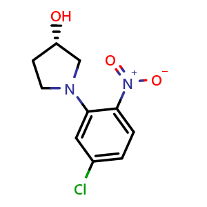 Chemical structure of (S)-1-(5-chloro-2-nitrophenyl)pyrrolidin-3-ol , CAS 1604436-47-6, AChemBlock Q69859
