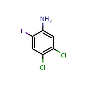 Chemical structure of 4,5-dichloro-2-iodoaniline , CAS 220185-63-7, AChemBlock Q69866