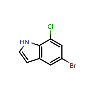 Chemical structure of 5-bromo-7-chloro-1H-indole , CAS 180623-89-6, AChemBlock Q69879