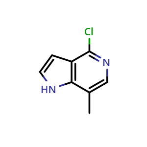 Chemical structure of 4-chloro-7-methyl-1H-pyrrolo[3,2-c]pyridine , CAS 1082040-95-6, AChemBlock Q69880