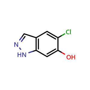 Chemical structure of 5-chloro-1H-indazol-6-ol , CAS 116570-38-8, AChemBlock Q69882