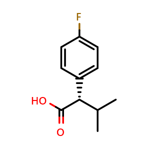 Chemical structure of (S)-2-(4-fluorophenyl)-3-methylbutanoic acid , CAS 55332-37-1, AChemBlock Q69890