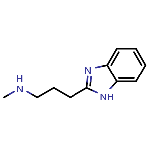 Chemical structure of 3-(1H-benzo[d]imidazol-2-yl)-N-methylpropan-1-amine , CAS 64137-52-6, AChemBlock Q69897