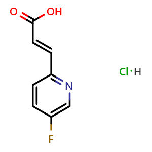 Chemical structure of (E)-3-(5-fluoropyridin-2-yl)acrylic acid hydrochloride , CAS 917760-91-9, AChemBlock Q69909