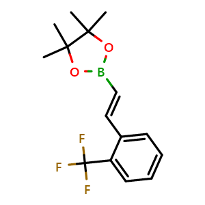 Chemical structure of (E)-4,4,5,5-tetramethyl-2-(2-(trifluoromethyl)styryl)-1,3,2-dioxaborolane , CAS 1294009-25-8, AChemBlock Q69910