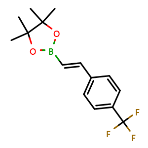 Chemical structure of (E)-4,4,5,5-tetramethyl-2-(4-(trifluoromethyl)styryl)-1,3,2-dioxaborolane , CAS 1242770-50-8, AChemBlock Q69911