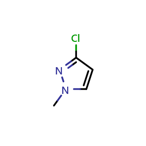 Chemical structure of 3-chloro-1-methyl-1H-pyrazole , CAS 63425-54-7, AChemBlock Q69919