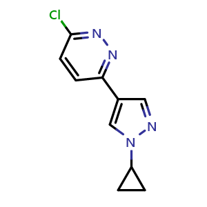 Chemical structure of 3-chloro-6-(1-cyclopropyl-1H-pyrazol-4-yl)pyridazine , CAS 1440965-10-5, AChemBlock Q69926