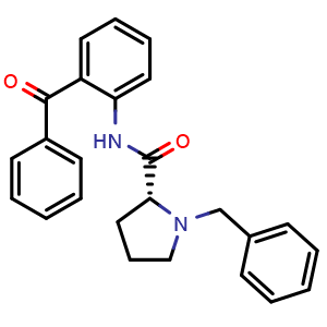 Chemical structure of (R)-N-(2-Benzoylphenyl)-1-benzylpyrrolidine-2-carboxamide , CAS 105024-93-9, AChemBlock Q69940