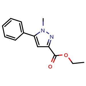 Chemical structure of ethyl 1-methyl-5-phenyl-1H-pyrazole-3-carboxylate , CAS 10199-51-6, AChemBlock Q69942
