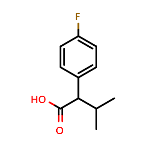 Chemical structure of 2-(4-fluorophenyl)-3-methylbutanoic acid , CAS 51632-33-8, AChemBlock Q69949