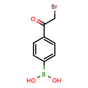 Chemical structure of (4-(2-bromoacetyl)phenyl)boronic acid , CAS 481725-47-7, AChemBlock Q69953