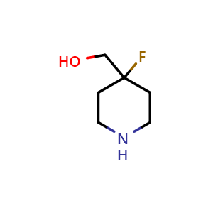 Chemical structure of (4-fluoropiperidin-4-yl)methanol , CAS 949100-11-2, AChemBlock Q69957
