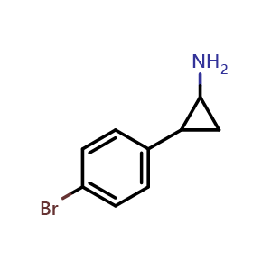 Chemical structure of 2-(4-bromophenyl)cyclopropan-1-amine , CAS 90561-75-4, AChemBlock Q69959